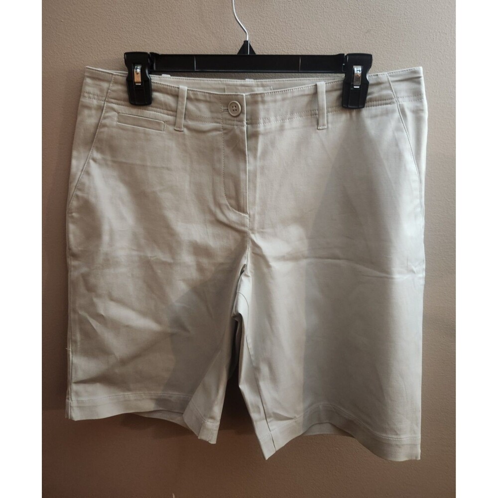 Talbots Petites Khaki Stretch Bermuda Shorts Tan Pockets Women Size 10 Petite